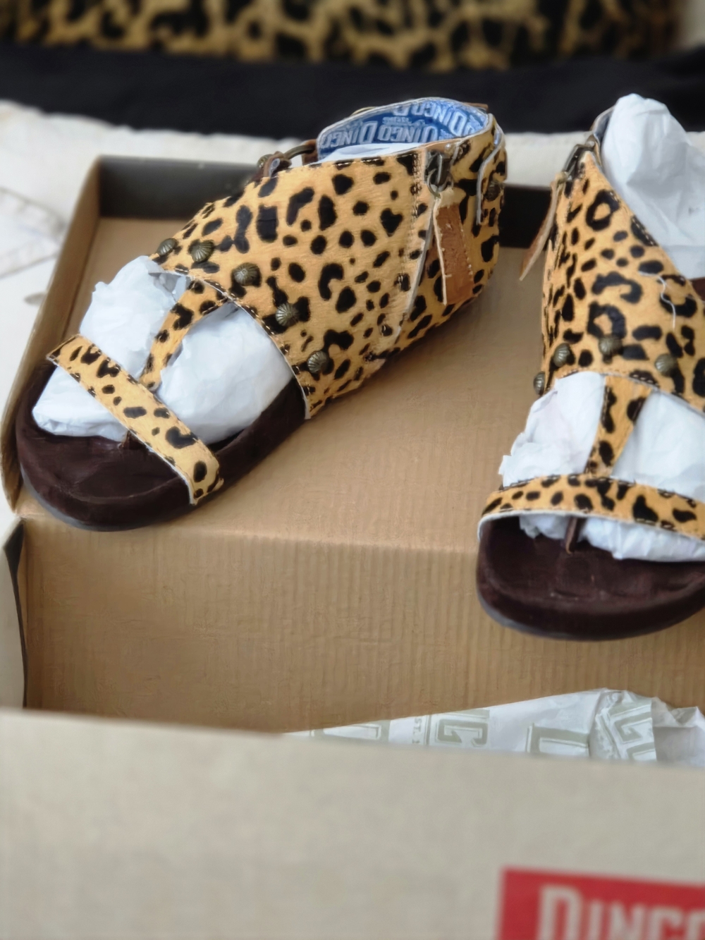 Leopard Print Open-Toe Women's Sandals - Yellow Leopard